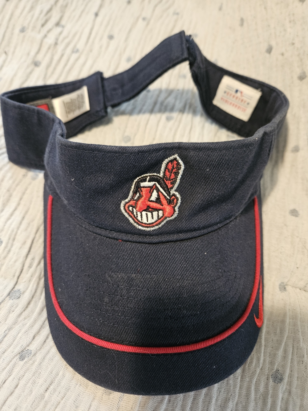 Nike Cleveland Indians Guardians Navy Visor with Red Trim and Embroidered Logo